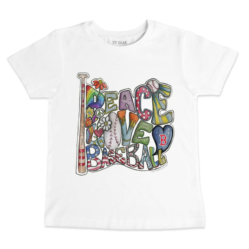 MLB Boston Red Sox Tiny Turnip Youth Peace Love Baseball T-Shirt