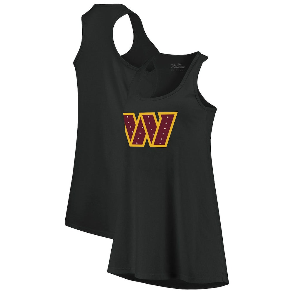 Majestic Threads Women's Bling Scoop Neck Racerback Tank Top - Washington Commanders