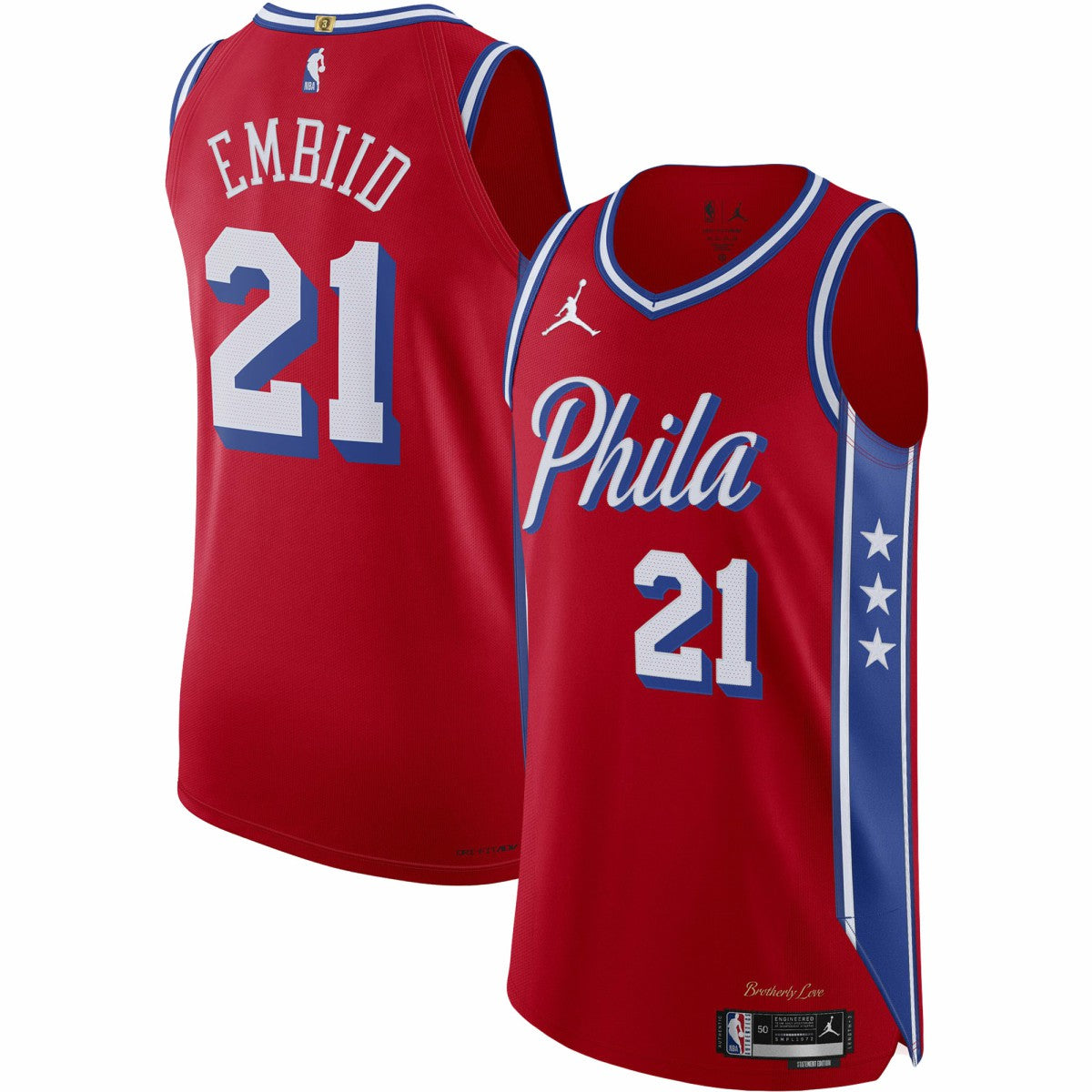 NBA Joel Embiid Philadelphia 76ers Jordan Brand Authentic Player Jersey