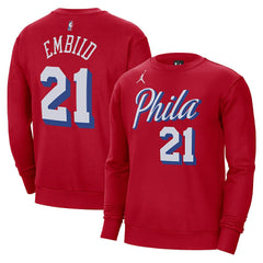 NBA Joel Embiid Philadelphia 76ers Jordan Brand Statement Name & Number Pullover Sweatshirt