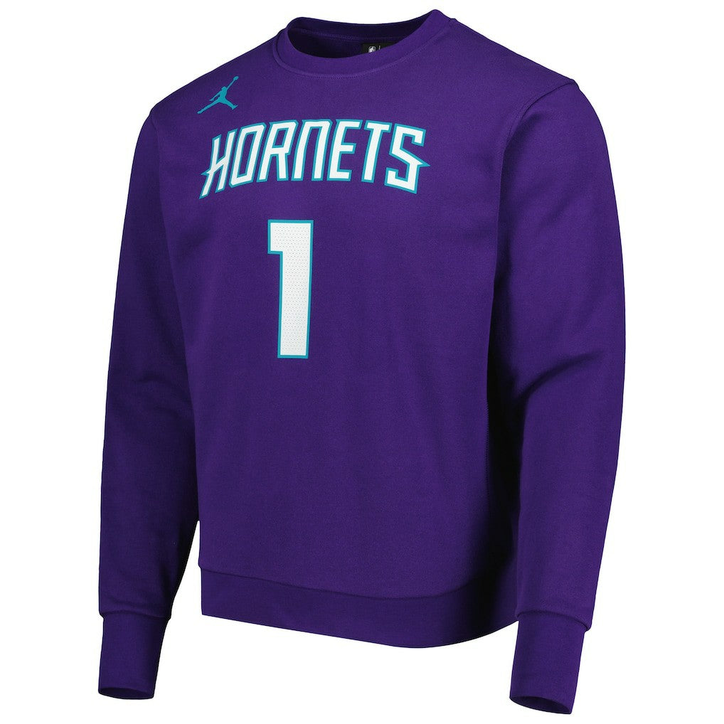 NBA LaMelo Ball Charlotte Hornets Jordan Brand Statement Name & Number Pullover Sweatshirt