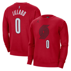 NBA Damian Lillard Portland Trail Blazers Jordan Brand Statement Name & Number Pullover Sweatshirt