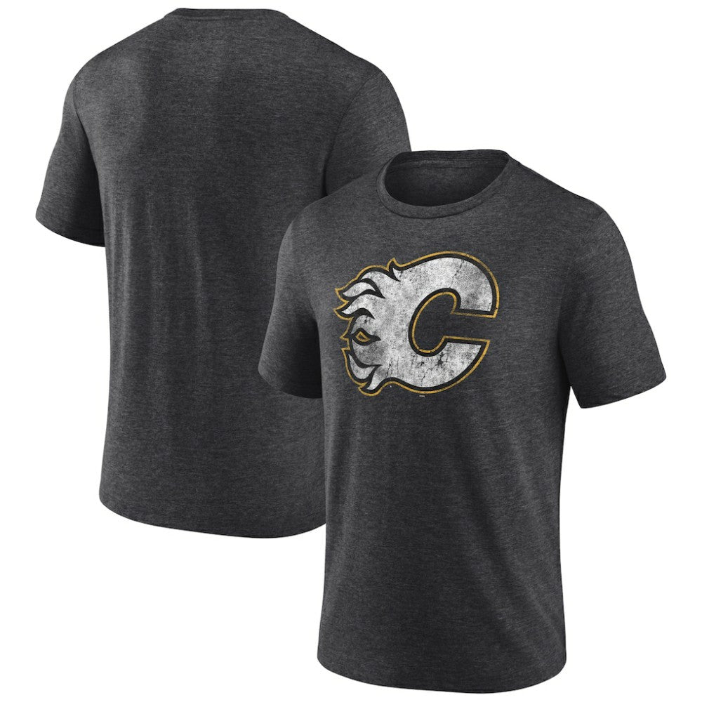 NHL Charcoal Calgary Flames Wraparound Tri-Blend T-Shirt