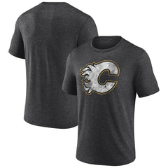 NHL Charcoal Calgary Flames Wraparound Tri-Blend T-Shirt