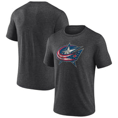 NHL Charcoal Columbus Blue Jackets Wraparound Tri-Blend T-Shirt