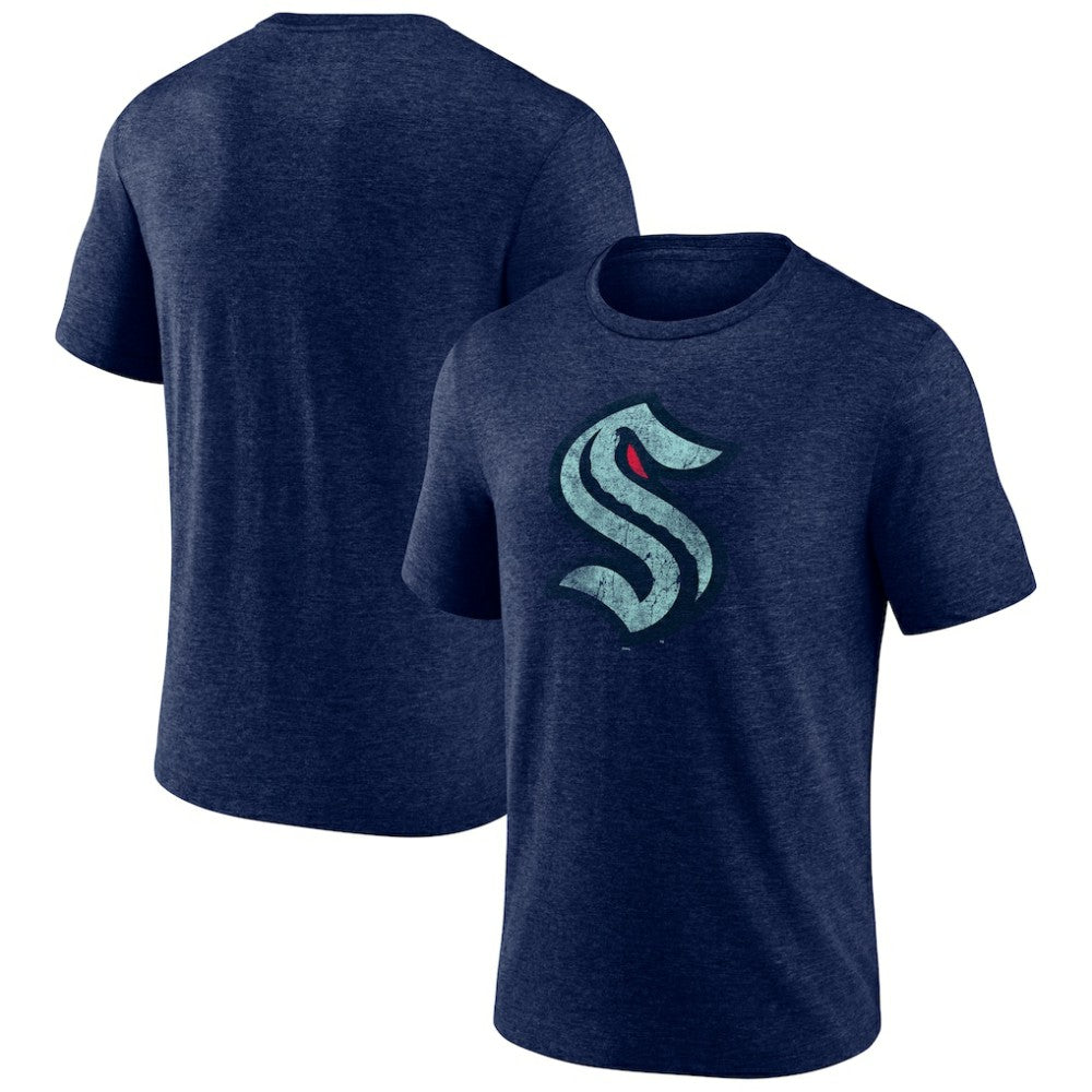 NHL Deep Sea Blue Seattle Kraken Wraparound Tri-Blend T-Shirt