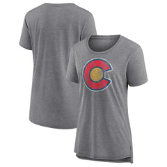 NHL Gray Colorado Avalanche Women's Slow Whistle Tri-Blend T-Shirt