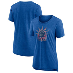 NHL Blue New York Rangers Women's Slow Whistle Tri-Blend T-Shirt