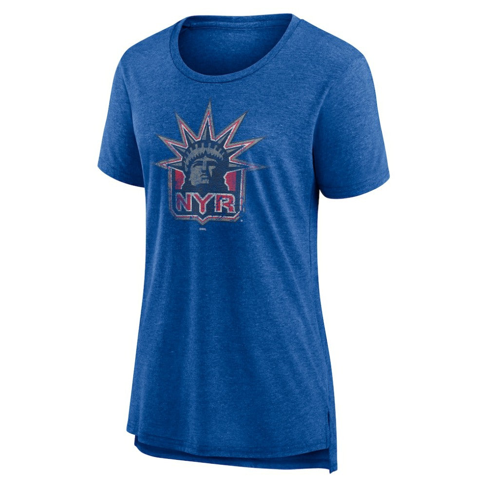NHL Blue New York Rangers Women's Slow Whistle Tri-Blend T-Shirt