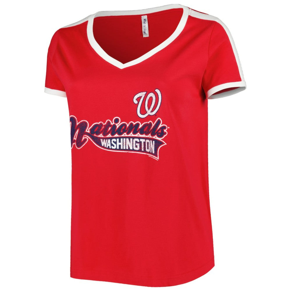 MLB Washington Nationals Soft as a Grape Women's Plus Size V-Neck T-Shirt