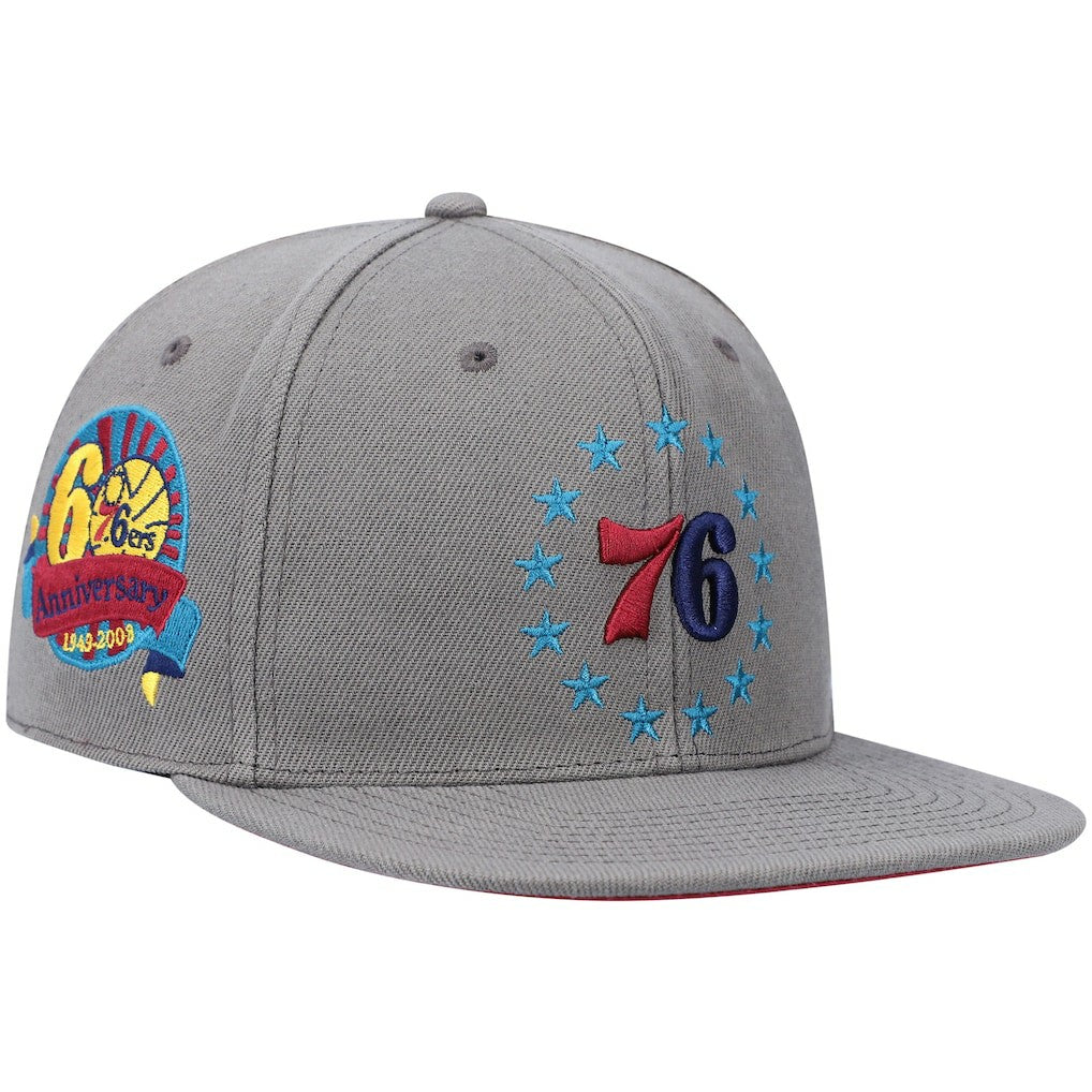NBA Philadelphia 76ers Hardwood Classics 60th Anniversary Carbon Cabernet Fitted Hat
