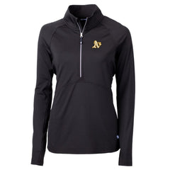 MLB Athletics Cutter & Buck Women's Adapt Eco Knit Stretch Half-Zip Pullover Top