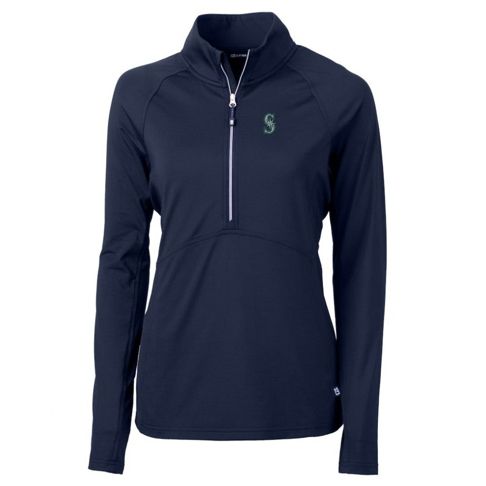 MLB Seattle Mariners Cutter & Buck Women's Adapt Eco Knit Stretch Half-Zip Pullover Top
