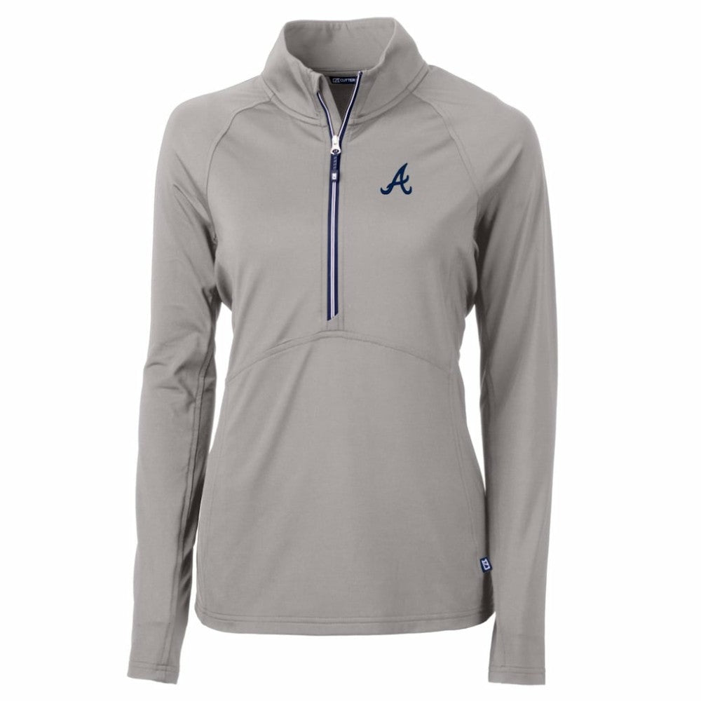 MLB Atlanta Braves Cutter & Buck Women's Adapt Eco Knit Stretch Half-Zip Pullover Top