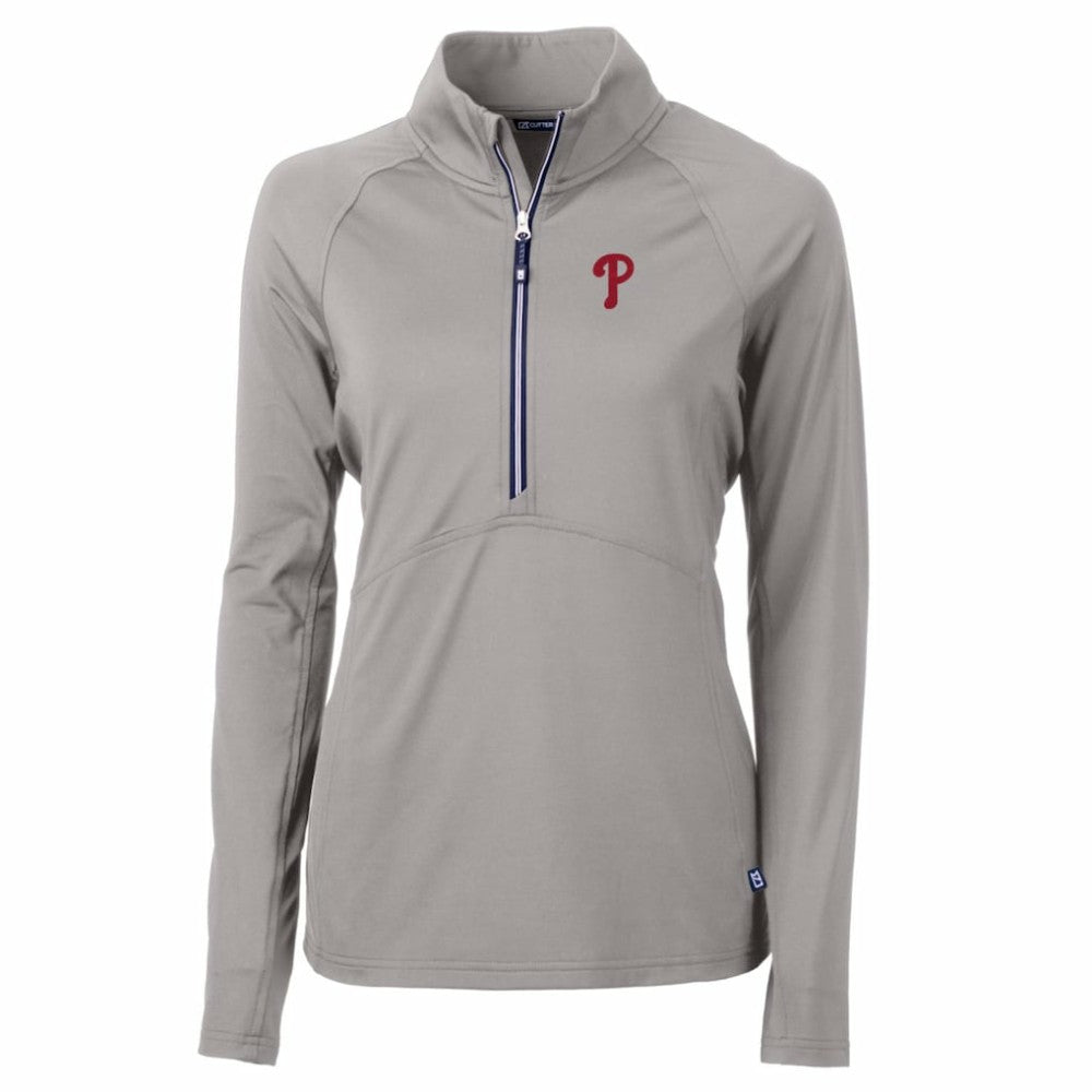 MLB Philadelphia Phillies Cutter & Buck Women's Adapt Eco Knit Stretch Half-Zip Pullover Top