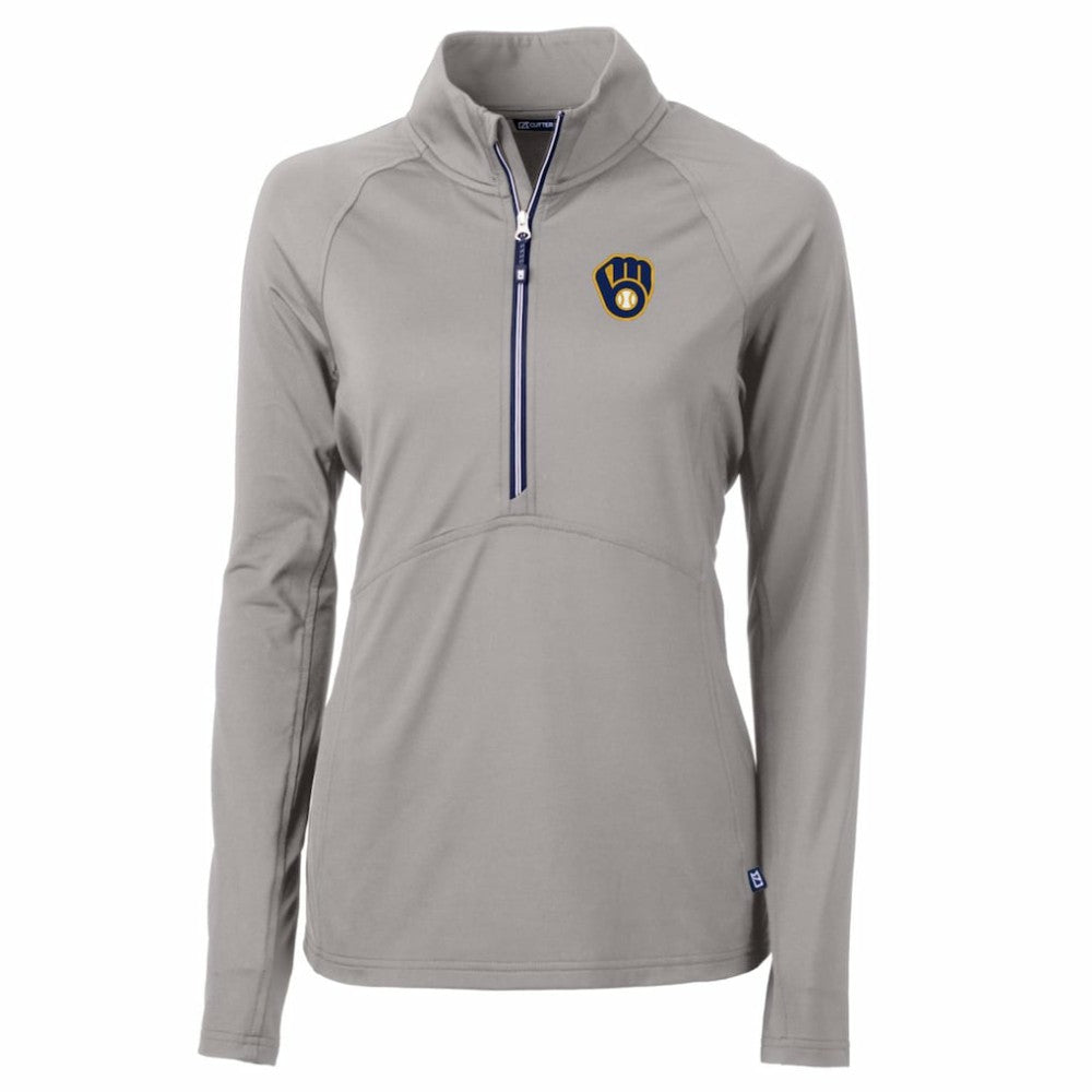 MLB Milwaukee Brewers Cutter & Buck Women's Adapt Eco Knit Stretch Half-Zip Pullover Top