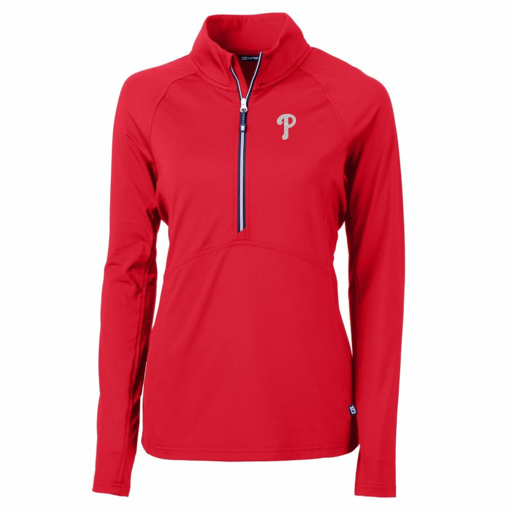 MLB Philadelphia Phillies Cutter & Buck Women's Adapt Eco Knit Stretch Half-Zip Pullover Top
