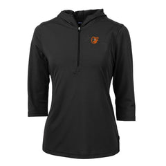 MLB Baltimore Orioles Cutter & Buck Women's Virtue Eco Pique 3/4 Sleeve Half-Zip Pullover Hoodie