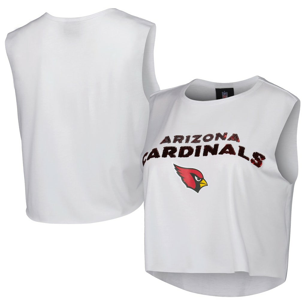 Cuce Women's Sequin Cropped Tank Top - Arizona Cardinals