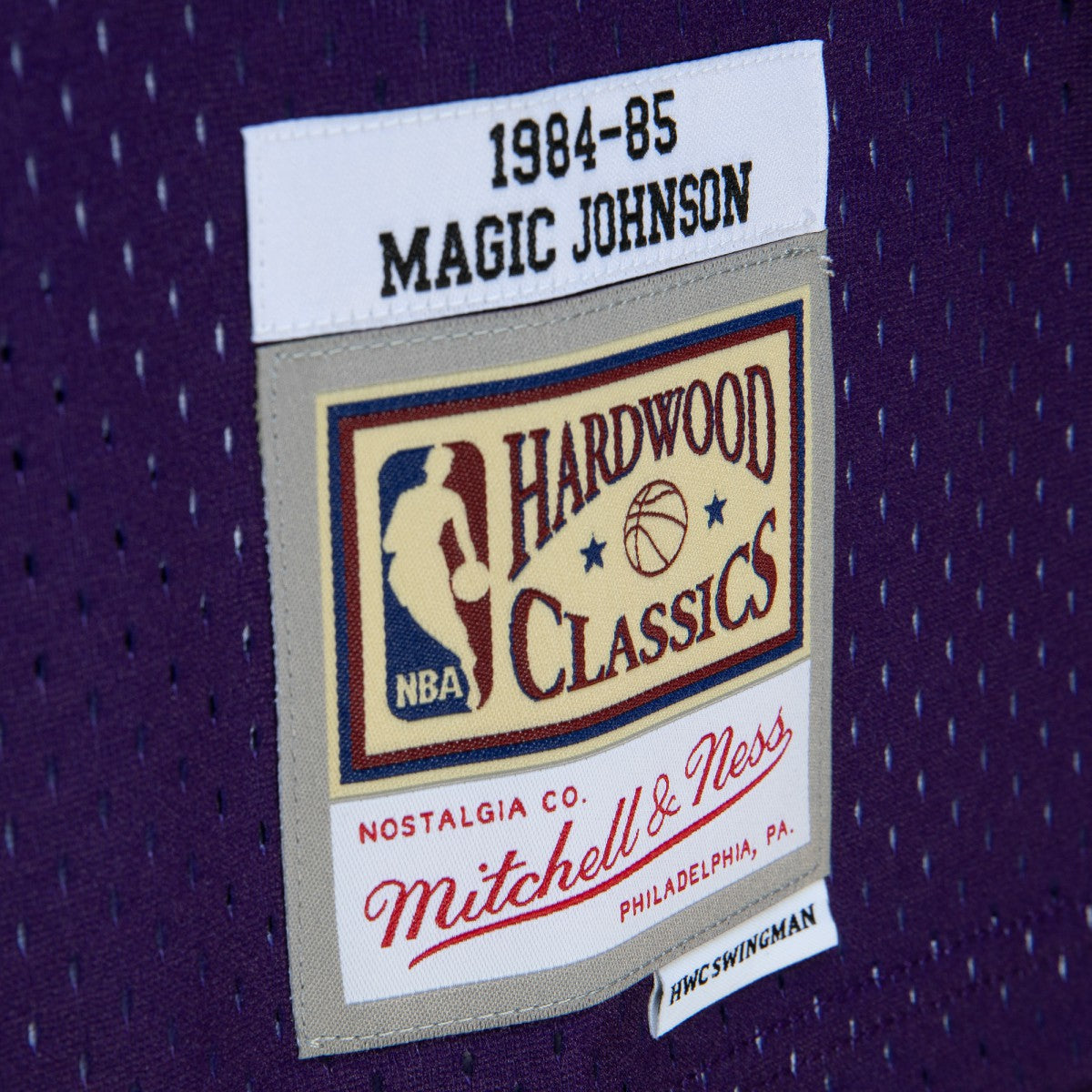 NBA Magic Johnson Los Angeles Lakers 1984/85 Hardwood Classics Fadeaway Swingman Player Jersey