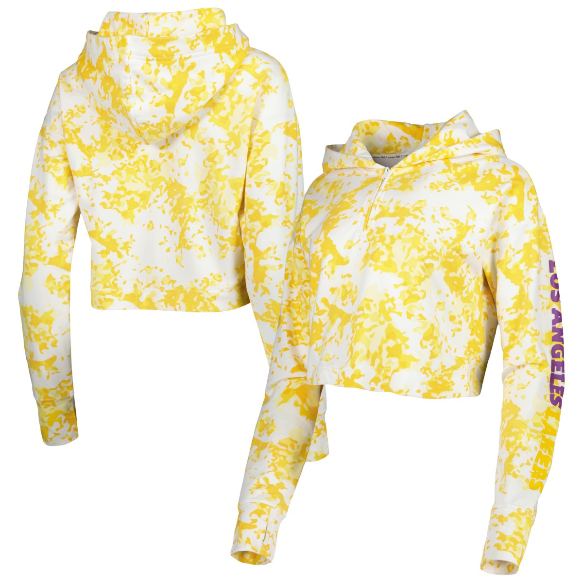 NBA Los Angeles Lakers Lusso Women's Maia Tri-Blend Cropped Quarter-Zip Top