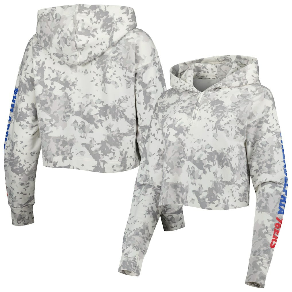 NBA Philadelphia 76ers Lusso Women's Maia Tri-Blend Cropped Quarter-Zip Top