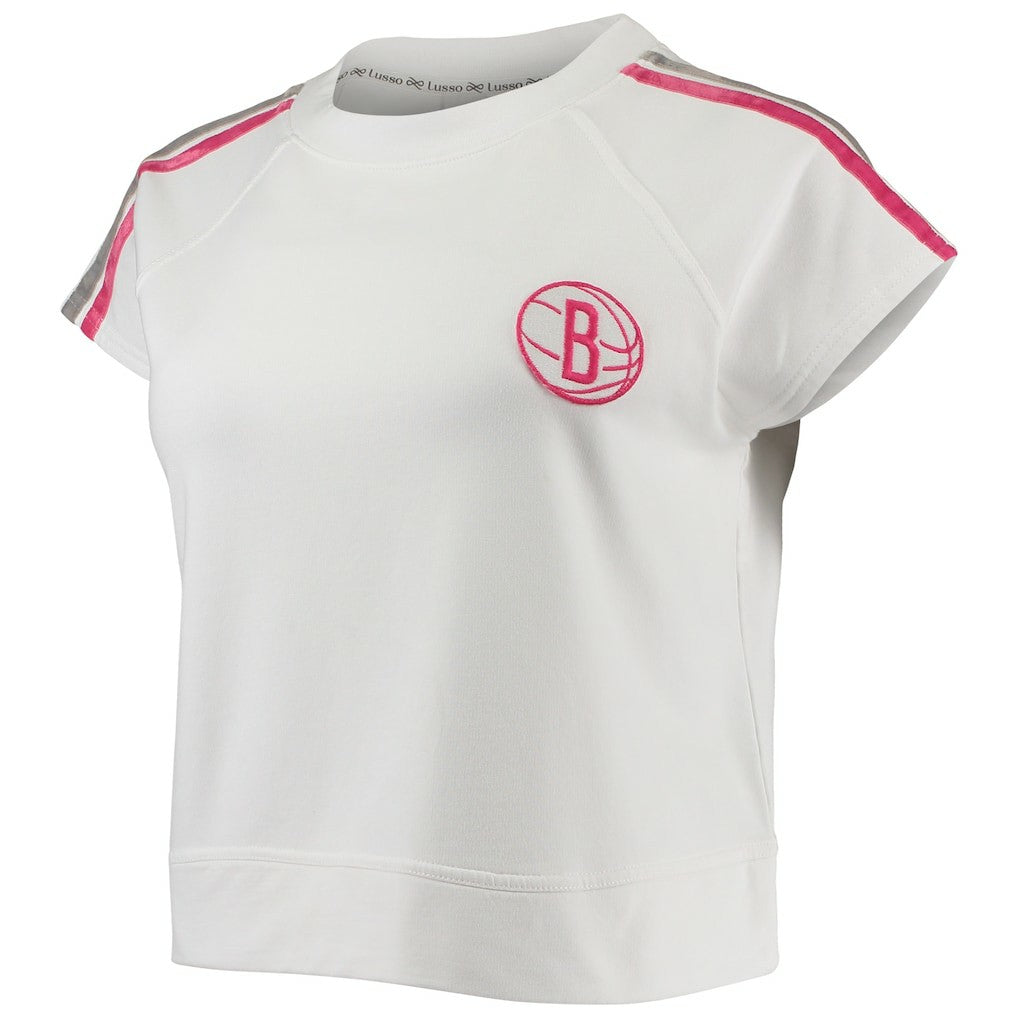 NBA Brooklyn Nets Lusso Women's Margot Cropped Tri-Blend Cap Sleeve Sweatshirt
