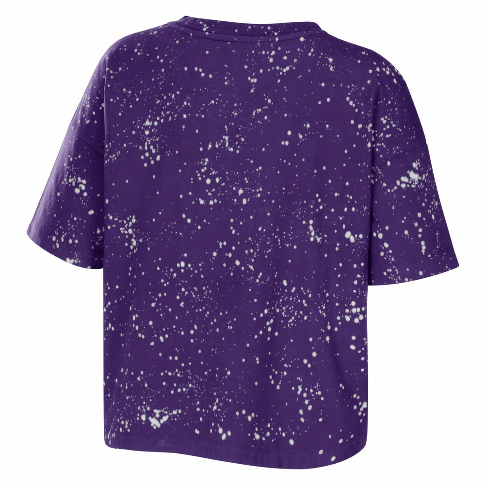 NBA Los Angeles Lakers WEAR by Erin Andrews Women's Bleach Splatter Notch Neck T-Shirt