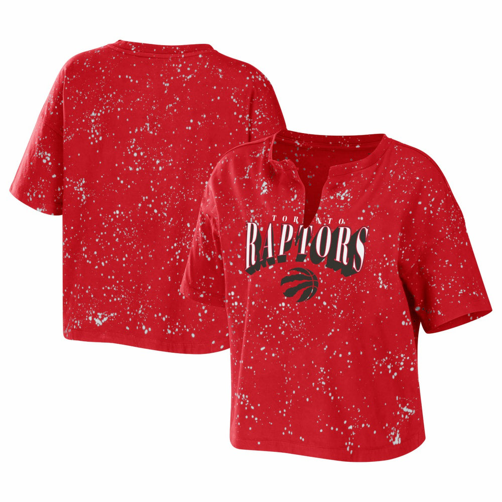 NBA Toronto Raptors WEAR by Erin Andrews Women's Bleach Splatter Notch Neck T-Shirt