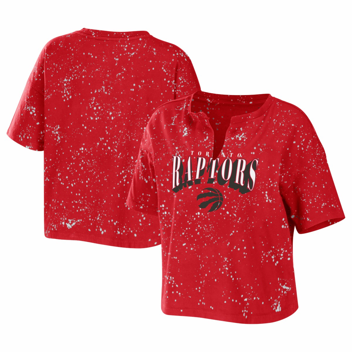 NBA Toronto Raptors WEAR by Erin Andrews Women's Bleach Splatter Notch Neck T-Shirt