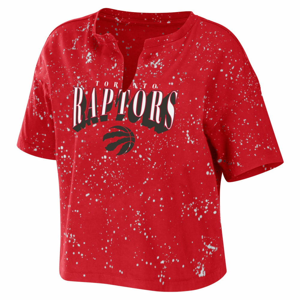 NBA Toronto Raptors WEAR by Erin Andrews Women's Bleach Splatter Notch Neck T-Shirt