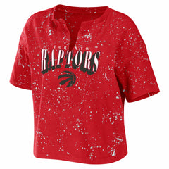 NBA Toronto Raptors WEAR by Erin Andrews Women's Bleach Splatter Notch Neck T-Shirt