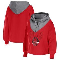 NBA Chicago Bulls WEAR by Erin Andrews Women's Pieced Quarter-Zip Hoodie Jacket