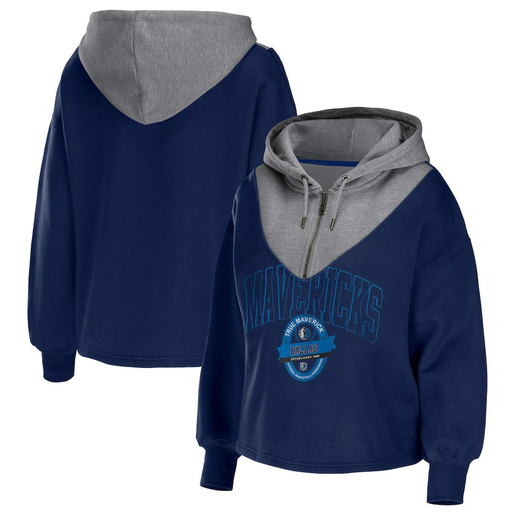 NBA Dallas Mavericks WEAR by Erin Andrews Women's Pieced Quarter-Zip Hoodie Jacket sale