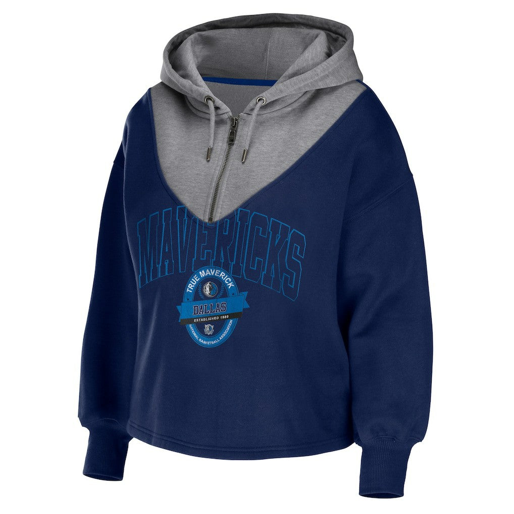 NBA Dallas Mavericks WEAR by Erin Andrews Women's Pieced Quarter-Zip Hoodie Jacket sale