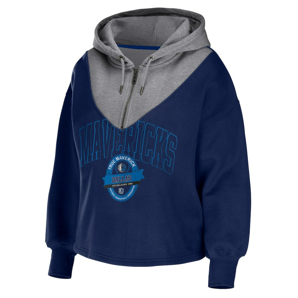 NBA Dallas Mavericks WEAR by Erin Andrews Women's Pieced Quarter-Zip Hoodie Jacket sale