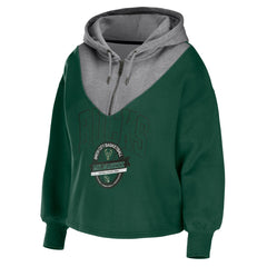 NBA Milwaukee Bucks WEAR by Erin Andrews Women's Pieced Quarter-Zip Hoodie Jacket