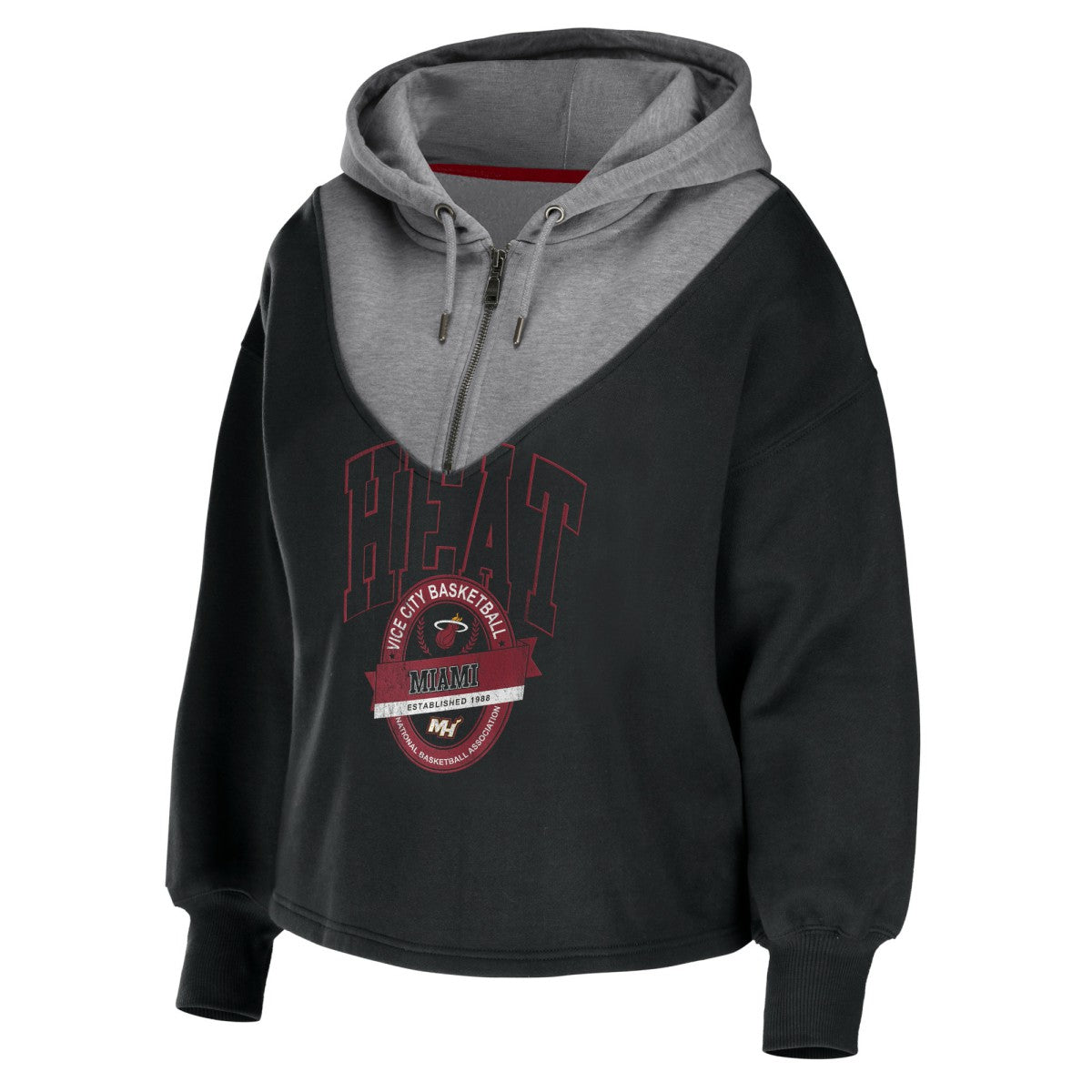 NBA Miami Heat WEAR by Erin Andrews Women's Pieced Quarter-Zip Hoodie Jacket