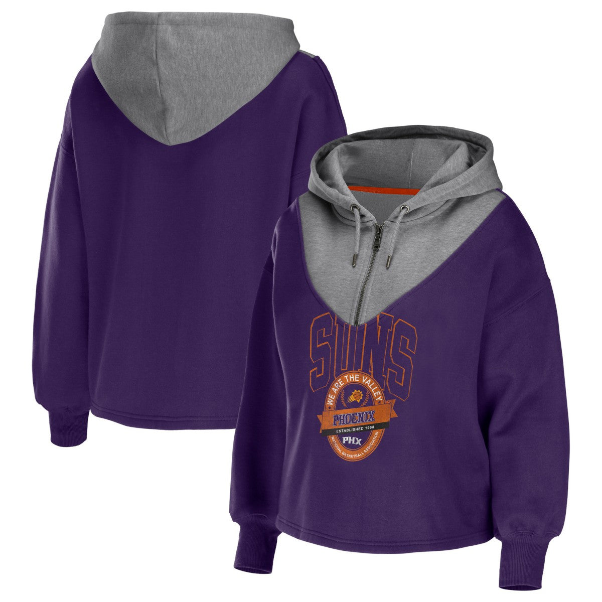 NBA Phoenix Suns WEAR by Erin Andrews Women's Pieced Quarter-Zip Hoodie Jacket