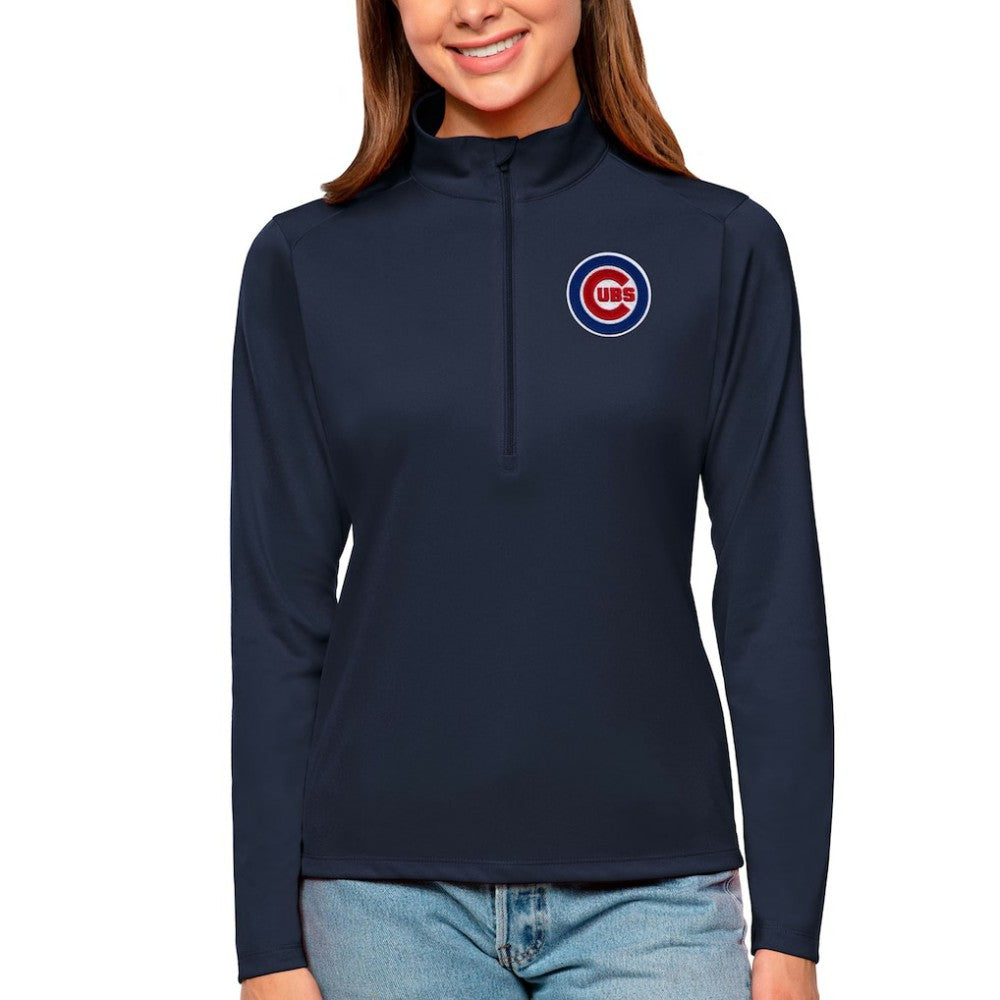MLB Chicago Cubs Antigua Women's Tribute Quarter-Zip Pullover Top