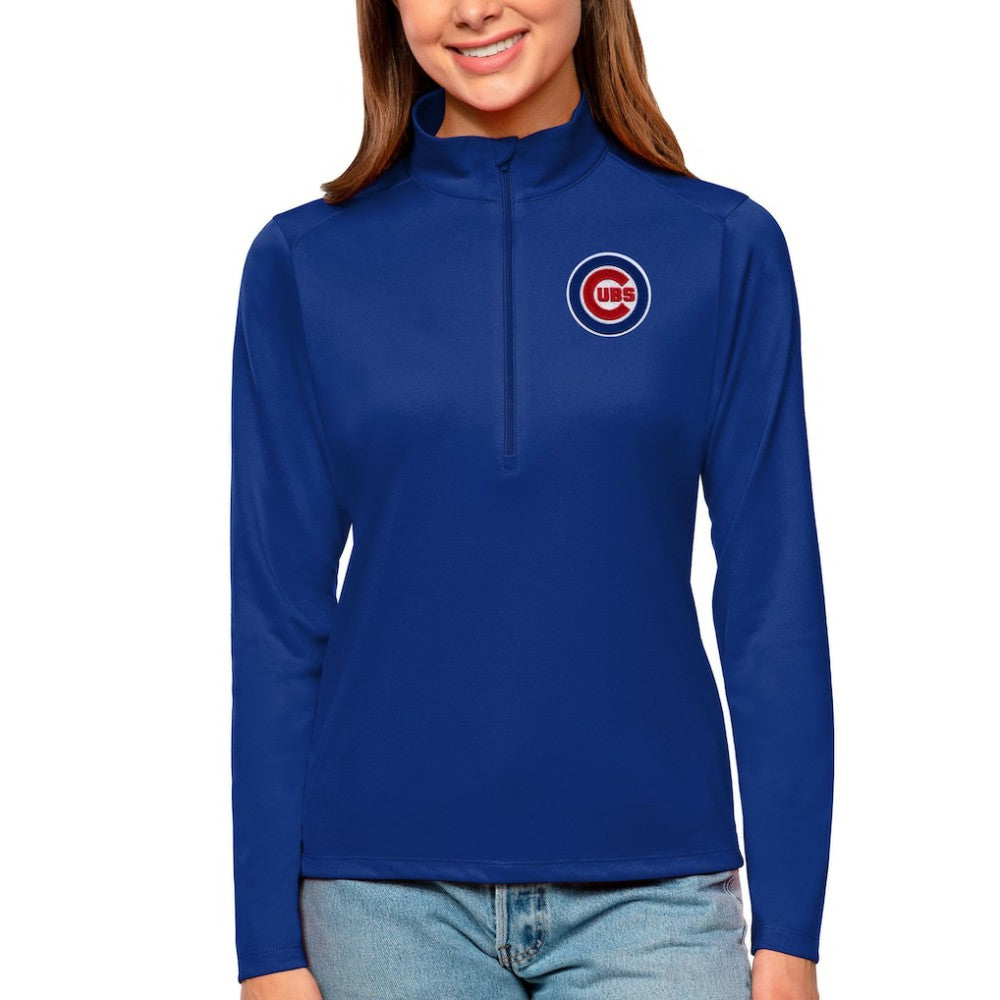 MLB Chicago Cubs Antigua Women's Tribute Quarter-Zip Pullover Top