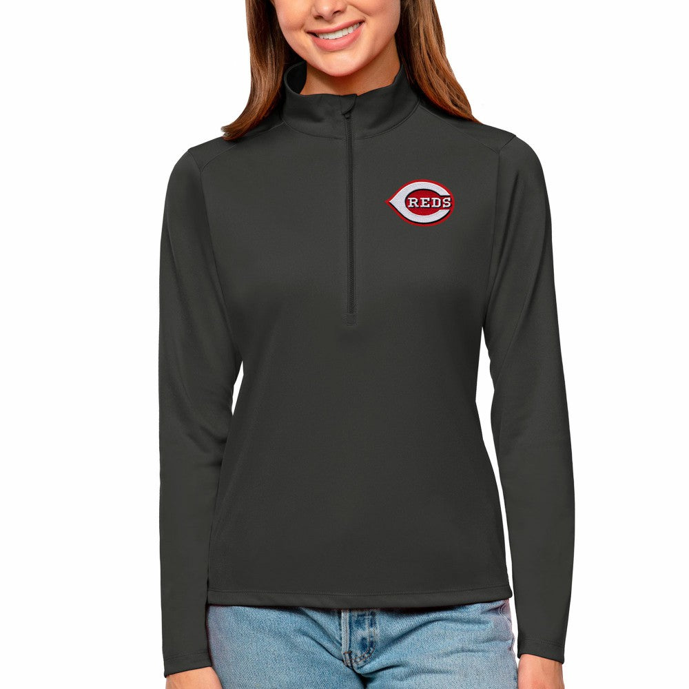 MLB Cincinnati Reds Antigua Women's Tribute Quarter-Zip Pullover Top