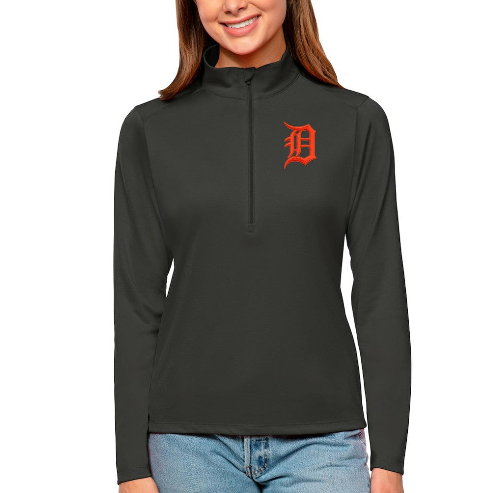 MLB Detroit Tigers Antigua Women's Tribute Quarter-Zip Pullover Top