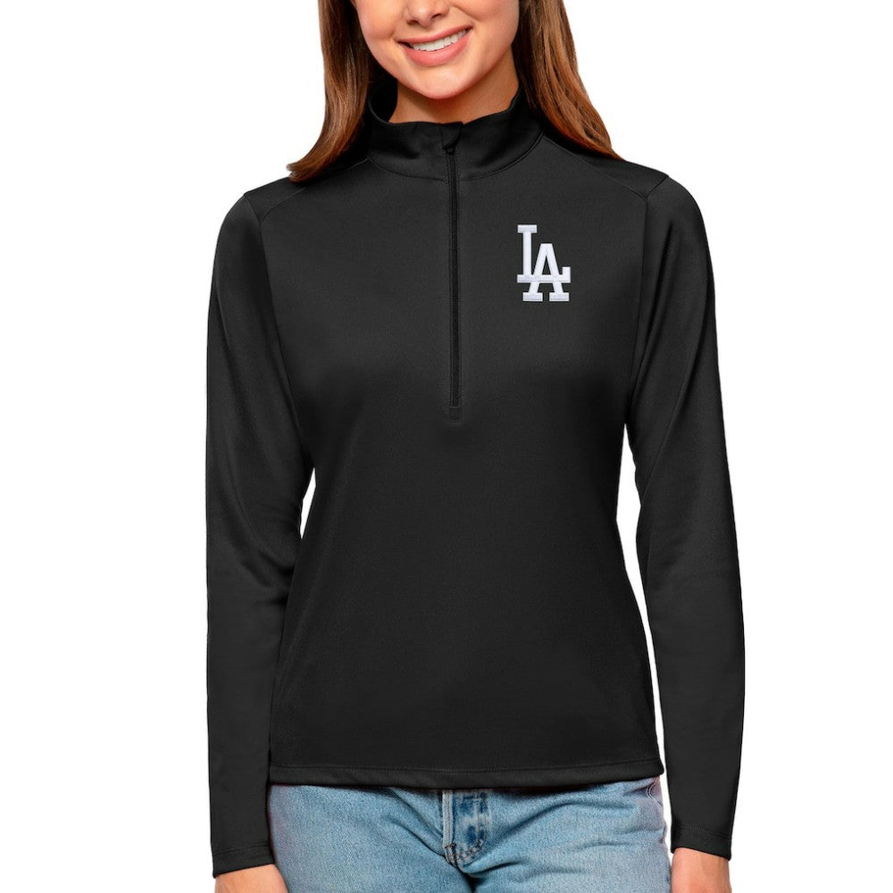 MLB Los Angeles Dodgers Antigua Women's Tribute Quarter-Zip Pullover Top