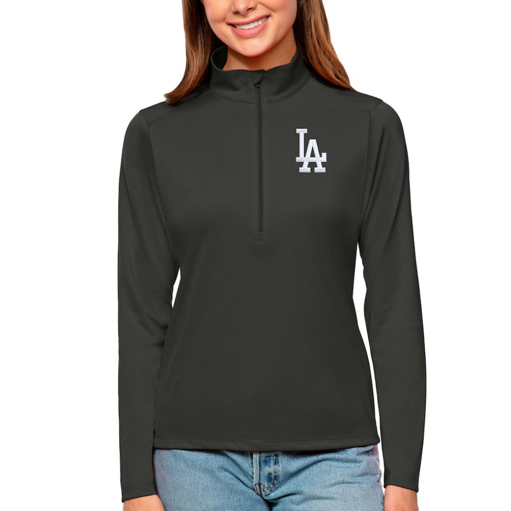 MLB Los Angeles Dodgers Antigua Women's Tribute Quarter-Zip Pullover Top