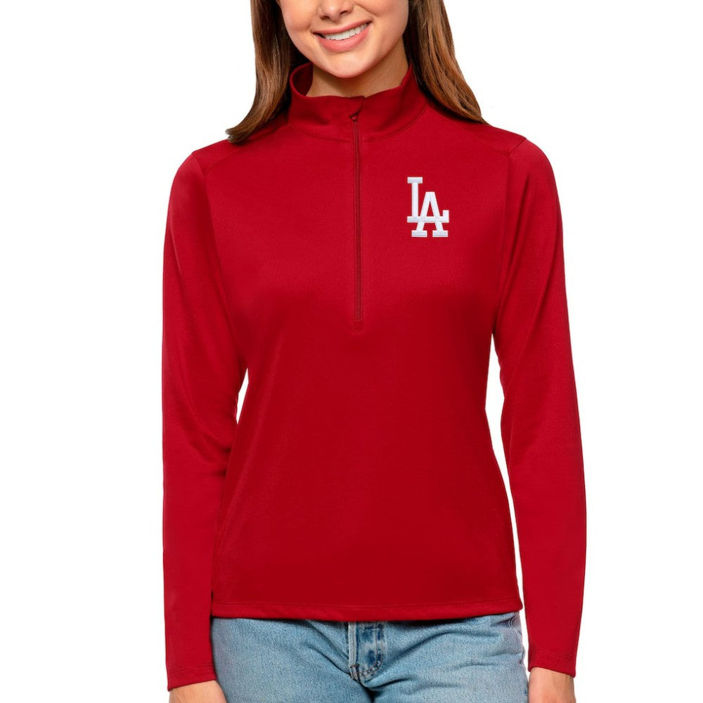 MLB Los Angeles Dodgers Antigua Women's Tribute Quarter-Zip Pullover Top