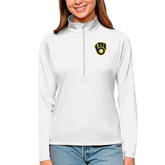 MLB Milwaukee Brewers Antigua Women's Tribute Quarter-Zip Pullover Top