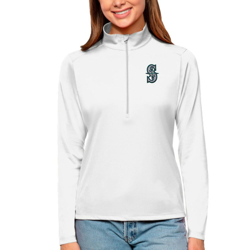 MLB Seattle Mariners Antigua Women's Tribute Quarter-Zip Pullover Top