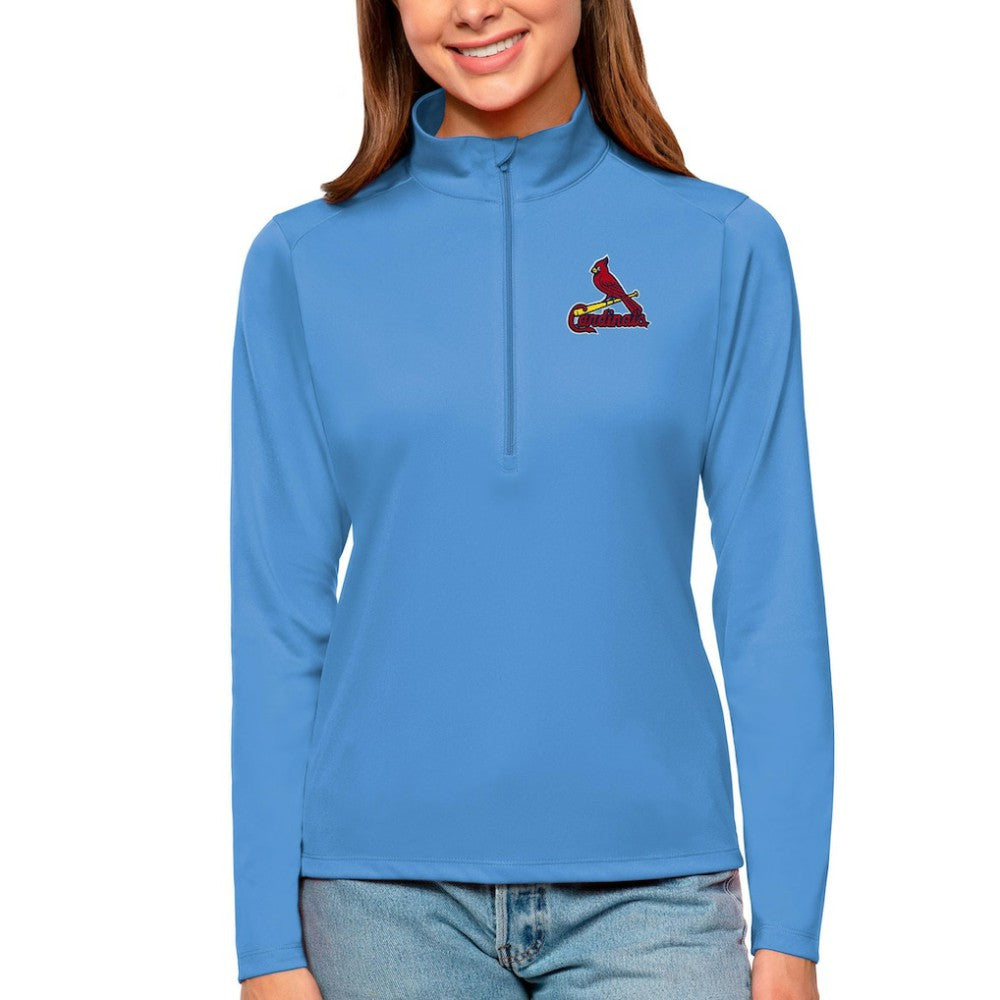 MLB St. Louis Cardinals Antigua Women's Tribute Quarter-Zip Pullover Top