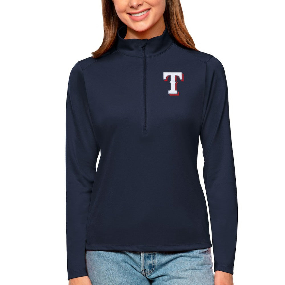 MLB Texas Rangers Antigua Women's Tribute Quarter-Zip Pullover Top